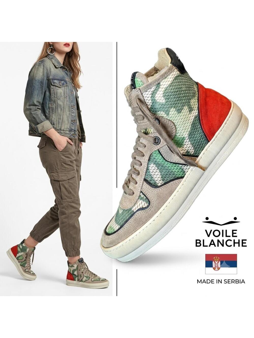 Voile Blanche Club Men High-Top Sneakers Serbia Camo US 7